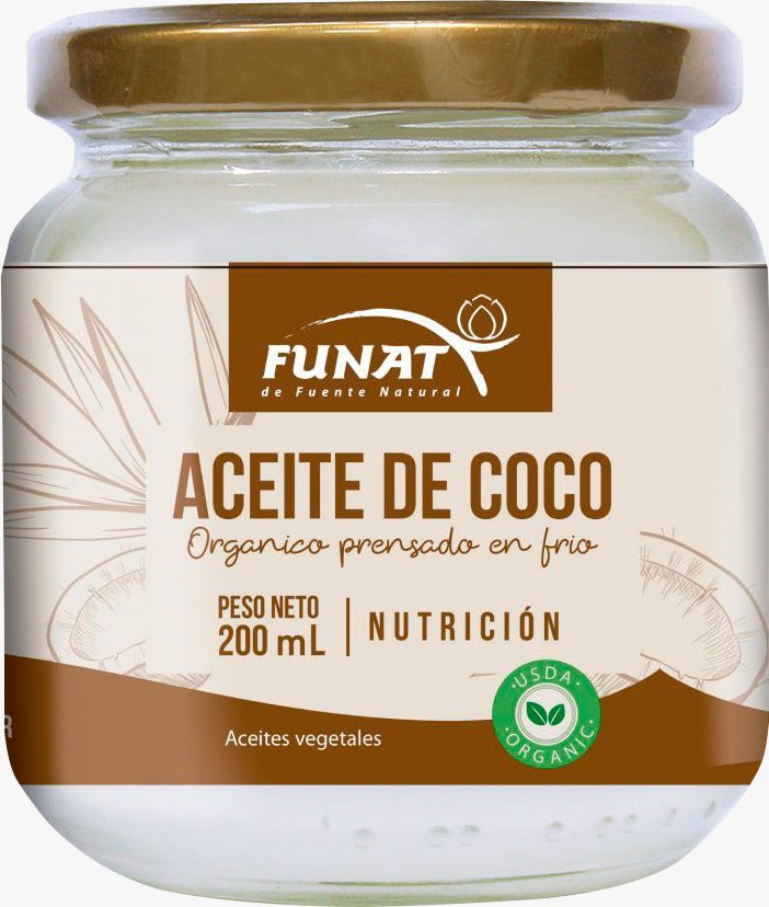 ACEITE DE COCO PRENSADO EN FRIO FUNAT X 200 ML
